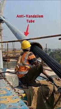 How Stay Cables Are Installed On Site #engineering #cablestayedbridge #prestressing #bridges