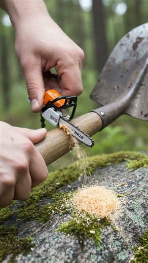 REAL Miniature STIHL vs. Solid Shovel Handle! 🪵🪚 | Small But Dangerous