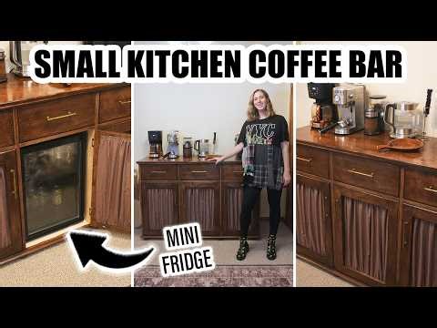 I Built a Coffee Bar with a Hidden Mini Fridge (Small Kitchen Solution)