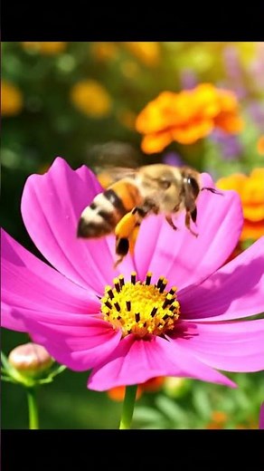 Bee Moves Between Flowers 🐝🌺 | Stunning Garden Short
