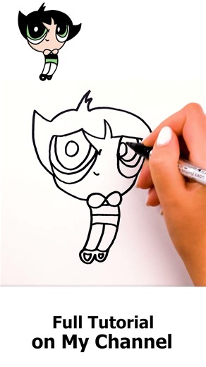 How to Draw Buttercup 💚 | Powerpuff Girls #shortsunny