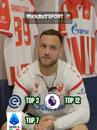 Marko Arnautović je dao prognozu na kojim bi pozicijama sadašnji tim Crvene zvezde, završio u ligama u kojima je on igrao tokom svoje karijere. ⚽️ Na kom mestu će crveno-beli da završe ligašku fazu Lige Evrope? 💬 #fkcz