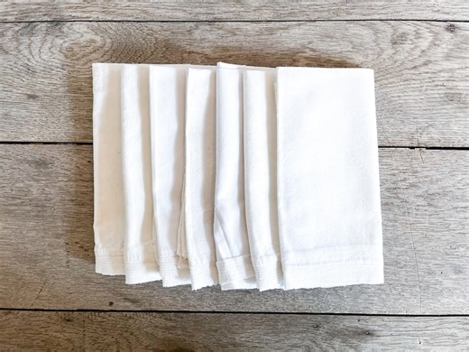 Vintage White Cotton and Lace Handsewn Napkins, Set of 7, Vintage Table Linens - Etsy