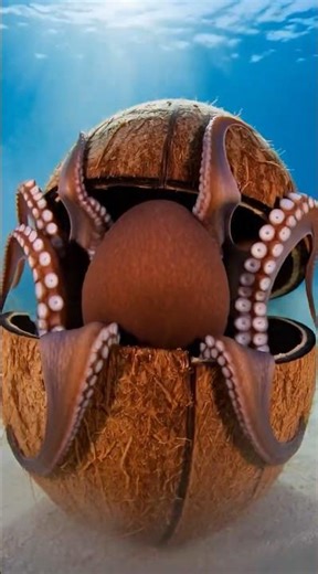 Smart Octopus Uses Coconut Shell to Hide 🐙🥥 | Incredible Ocean Intelligence #Shorts #aivideo