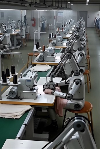 Sewing factory working by robot #sewing #factory #tailoring #clothing | Garments works