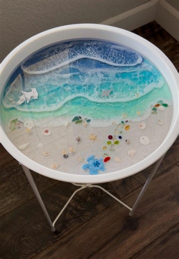 13” Resin Ocean End Table. 20” Tall - Etsy