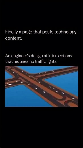 Artificial Intelligence • Technology on Instagram: "Follow @Techs to learn more about the technology world everyday! The most groundbreaking designs for easing traffic congestion focus on eliminating the stop-and-go conflict points entirely, and that’s precisely the goal of innovative, signal-free intersections. Engineers achieve this continuous flow, not by adding lights, but by redesigning the road’s physical geometry. These designs often separate or displace turning traffic far ahead of the m