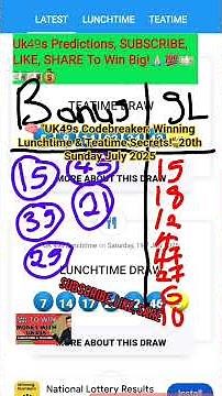 🧠 "UK49s Codebreaker: Winning Lunchtime & Teatime Secrets!" #uk49spredictions1 #money