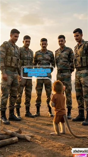 monkey becomes an army man🐒🪖 l #shorts #army #ai #monkey