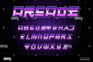 16bit Retro video game aesthetic, gaming abc for logos, brands and arcade machines. Tokyo, Vintage and asian typeface. Neon, gradient and trendy typo Stock Vector Image & Art - Alamy