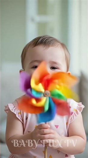 Baby Blows on Pinwheel & Gets Surprised! 🌈🌀😂 #viral #trendingbaby #cutebaby