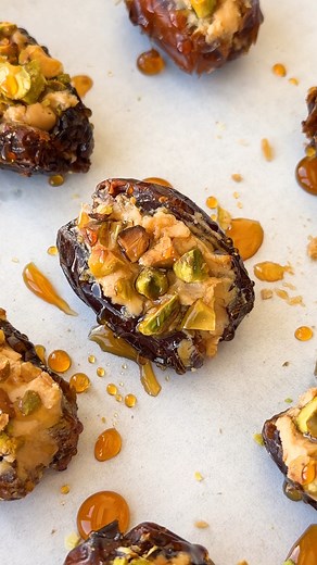 ROASTED STUFFED DATES with Goat Cheese, Pistachios, and Hot Honey! Comment “SEND” for the recipe! Sweet, salty, creamy, and a little spicy, these bite-sized stuffed dates are the easiest appetizer you’ll ever make, and they always impress. These are my go-to for holiday entertaining, because I cam make them ahead and people go crazy over them! | Well Plated