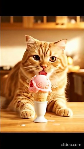 Fluffy Cat Enjoying Ice Cream in 3 Flavors 🍦😹 #adorablepets #catvideos #shortsfeed