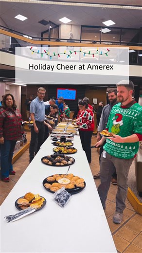 The Amerex team kicked off the holiday season with an office breakfast filled with good food and plenty of holiday spirit. We had a contest for the ugliest Christmas sweater and most creative door decoration. Even better, everyone brought a toy to donate to a local charity—spreading joy beyond our walls and into our community 🎄✨ | Amerex Corporation