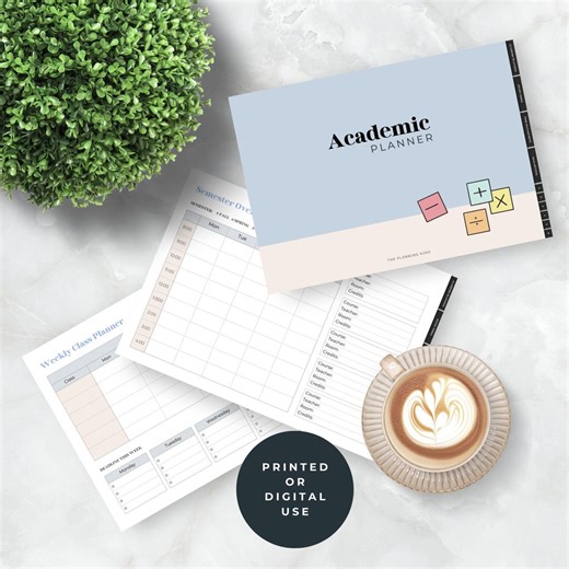 Academic Planner Horizontal Printable Student Digital Organizer Semester Weekly Class Assignment Exam Study Tracker Hyperlinked PDF - Etsy