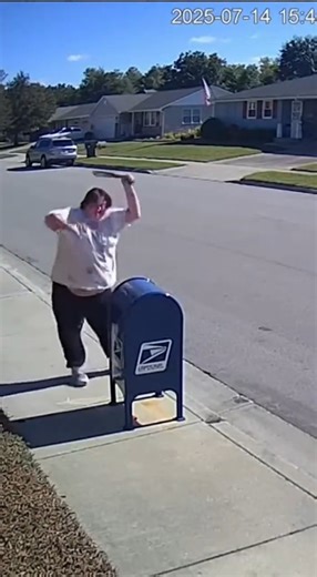 CCTV 500 lb Guy Smashes Mailbox with Bat – Dynamite Orange Powder Explodes on Face!” 🧨🟠