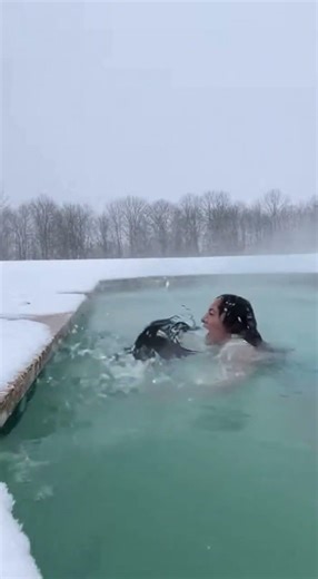 She Slips Into the Frozen Pool… You Won’t Believe What Happens 😨❄️ #shorts