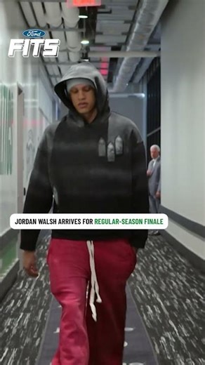 Jordan Walsh arrives for the Celtics regular-season finale