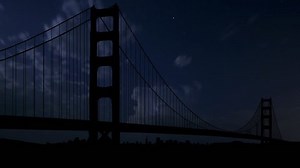 Golden Gate bridge during the night storm.