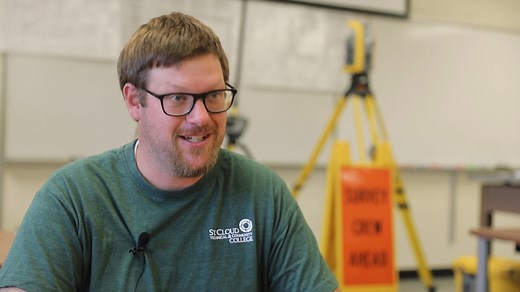 Jacob Mackedanz graduated from SCTCC with an AAS in Land Surveying/Civil Engineering and an AA. Now he's back and teaching in the Land Surveying/Civil Engineering program! His advice? “Don’t be scared of different programs. Go check them out and see what we have to offer. And if you’re not quite sure what you want to do, start your AA degree and then transition if you want to.” | St. Cloud Technical & Community College