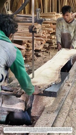 Traditional Bandsaw: How Skilled Hands Guide Raw Timber to Perfect Slabs