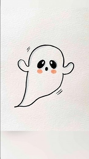 Easy cute Halloween ghost drawing for kids! Fun, simple and spooky art tutorial! #Shorts #kidsvideo