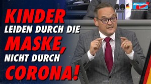 Kinder leiden durch die Maske, nicht durch Corona! Auf Antrag der AfD-Fraktion hat sich der Bundestag mit dem Kindeswohl während der Corona-Maßnahmen beschäftigt. Martin Reichardt, familienpolitischer Sprecher der Fraktion, stellt unseren Antrag „Für eine Kindheit ohne Abstand und Maske – das Kindeswohl bei allen Corona-Maßnahmen prüfen“ vor. Darin fordern wir: Keine Maskenpflicht für Kinder bis 12 Jahren! | AfD-Fraktion im Deutschen Bundestag