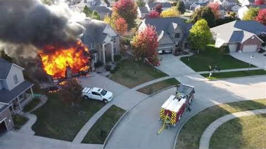Video: Crews use deck gun to knock down residential fire