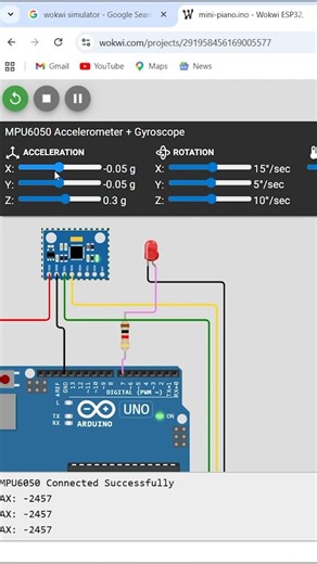 Arduino MPU6050 Project 😱 | 6-Axis Gyro + Accelerometer (Wokwi Simulator)