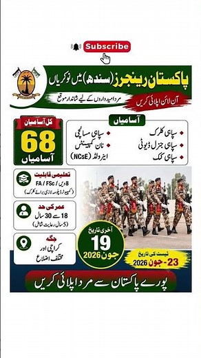 Pakistan Rangers Jobs 2026 | Latest Pakistan Rangers Recruitment | Soldier, | Apply Online