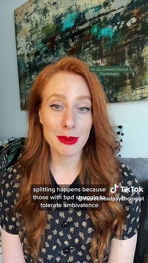 Replying to @cooolcosz splitting in borderline personality disorder is a protective strategy and trauma response. Trauma often results in a fragmented sense of self meaning it is difficult to integrate conflicting feelings/behaviors in yourself and others. Healing is found in learning to tolerate ambivalence w mindfulness, emotional regulation skills, boundaries and depth focused therapy. #splittinginbpd #borderlinepersonalitydisorder #bpdtiktok #theredheadpsychologist
