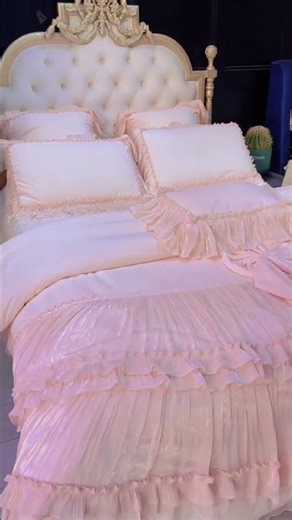 Beautiful Shiny Ruffle Bed Cover | Luxury Bedroom Setup