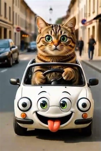 “Human-Like 3D Cat Driving a Tiny Car 😹🚗 | Funny Animated Short”