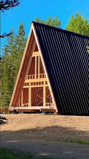 Completed framing for our A-Frame Cabin! Our long form video is out now ! #framing #aframe #cabin