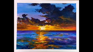 アクリル画で日没の風景を描いてみました。#おえかき #Sunset #acrylic