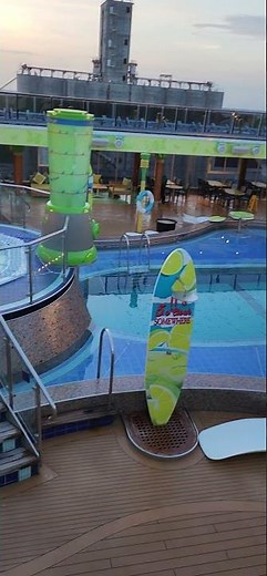 A lush view of the Pool deck of Margaritaville Islander | Ultimate Guide from Boarding to tour end