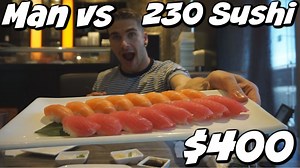 121K views · 2.8K reactions | Can one man eat over 230 pieces of sushi, totaling a value over $400 and weighing upwards of 14-15lbs? This is the craziest sushi challenge I have done to date.. and perhaps my last? Is this destroying a buffet/ayce? Will I live to tell the tale? | Joel Hansen - Model Vs Food | Facebook