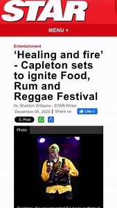 The message of hope is to unite, bounce back and rebuild with a togetherness. Other countries have done it — look at Japan after earthquake devastation. It’s very important for me to perform at this concert to benefit the people of St Elizabeth! READ MORE🗞️: https://jamaica-star.com/article/entertainment/20251205/‘healing-and-fire’-capleton-sets-ignite-food-rum-and-reggae-festival #capletonliveinconcert🔥🔥🔥Sunday December 7, 2025 @foodrumreggaefestival📍36 Hope Road Kingston 🇯🇲 🕑2pm-12am �
