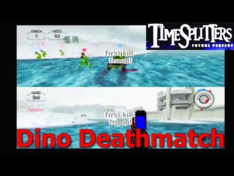 TimeSplitters: Future Perfect- PS2- Split Screen Multiplayer- Dinosaur Team Deathmatch