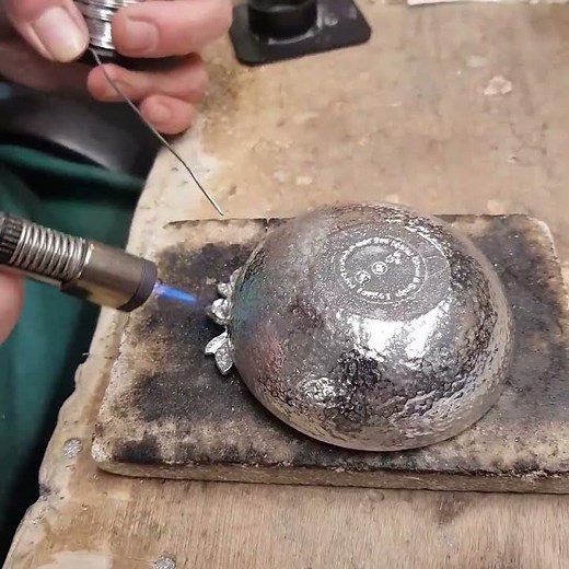 Soldering a pewter bowl pewter making by Glover and Smith
