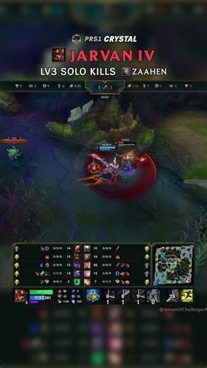 (PRS1 Crystal) Jarvan IV LV3 SOLO KILLS Zaahen | EUW Master Patch 26.14 #shorts
