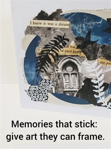 Mini Art - More Than a Card: Original Mixed Media Art Greeting Cards This unique collection of cards blurs the line between stationery and fine art. Each piece is a mixed media creation, featuring collage, lino prints, and delicate hand illustration. They possess their own unique identity and personality. The Perfect Gift: Give a gift that lasts! These pieces are designed to be framed after sending, transforming a thoughtful card into a miniature piece of original art for the home. Our Creative 