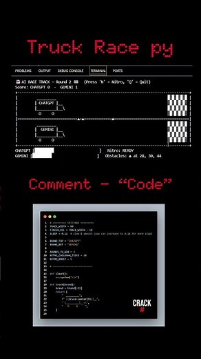 I Built an AI Race Game in Python (ChatGPT vs Gemini in Terminal!) 🏁🔥