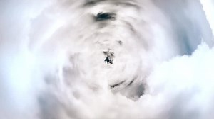 Tunnel from clouds leading to heaven. Animation of passing through cloudy tunnel