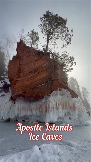 Open for a day. Closed by the next. After ten years, the Apostle Islands Ice Caves finally aligned with the right conditions. We stepped onto frozen Lake Superior and watched the sun light up towering sandstone cliffs, snow packed walls, and incredible ice formations shaped by wind and waves. Worth every bit of timing and planning. #ApostleIslands #IceCaves #LakeSuperior #wisco #Wisconsin #creatorsearchinsights