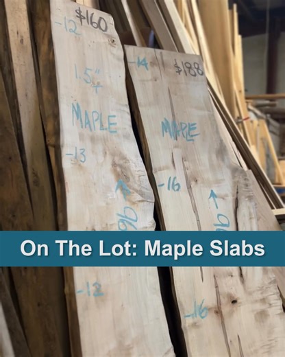 Live Edge Maple Slabs on the lot and ready to to go. #atlantawoods #atlantaspecialtywoods #customwoodshop #contractor #builder #homeowner #mapleslab | Atlanta Specialty Woods