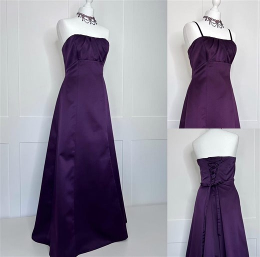 Vintage Prom Dress, Retro Graduation, 1990s Strapless Purple Satin, Evening, Formal, Party, Ball, Cruise, Black Tie, Special Occasion UK 14 - Etsy Canada