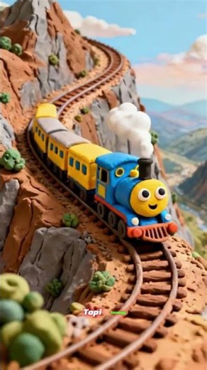 Clay Train Traveling on the Rails | Enjoying Beautiful Scenery