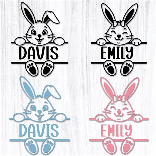 Easter Bunny Face SVG, Split Monogram Name Frame (digital Download) - Etsy