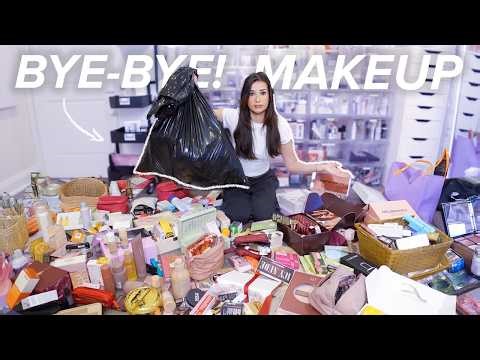 Getting rid of my MASSIVE makeup collection! (declutter, organize, reset my beauty room)